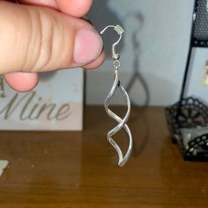 Sterling silver twist dangle earrings